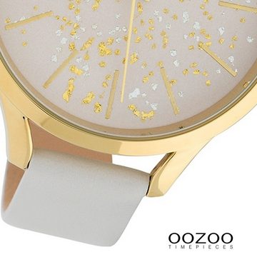 OOZOO Quarzuhr Oozoo Damen Armband-Uhr, (Analoguhr), Damenuhr rund, groß (ca. 45mm) Lederarmband, Fashion-Style