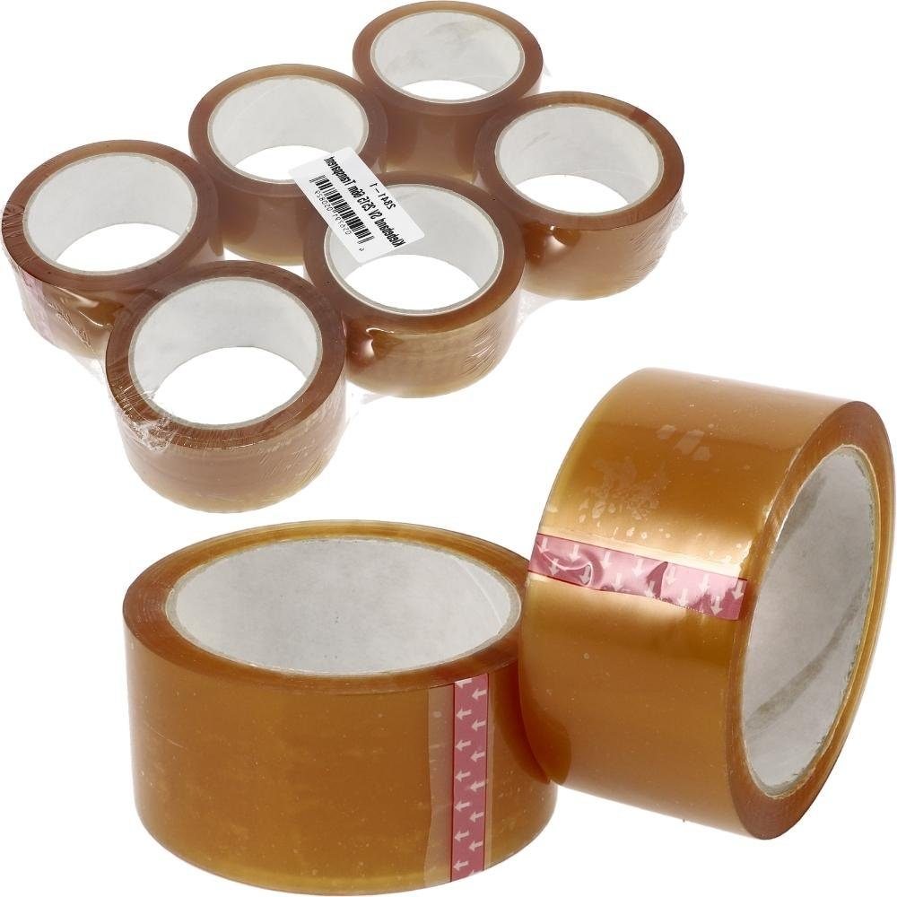 GarPet Klebeband Klebeband 66 M Pack Paket Band Klebeband Transparent Braun 6 - 36 (6-St)