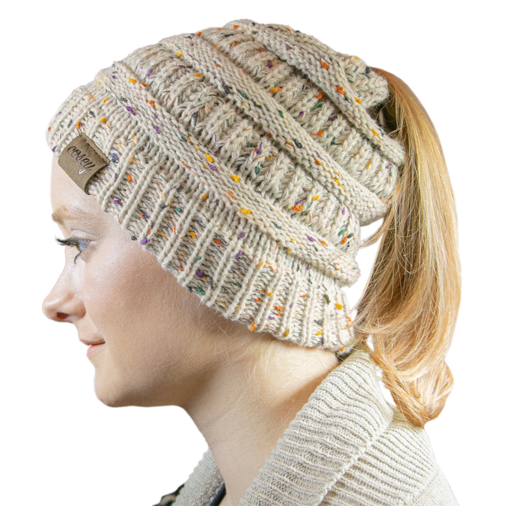 cosey Strickmütze Pferdeschwanz-Mütze mit Zopfloch für günstig online kaufen