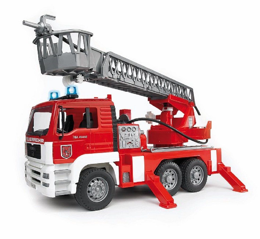 Bruder® Spielzeug-Feuerwehr Bruder MAN Feuerwehr mit Drehleiter und Licht-Sound Modul 02771