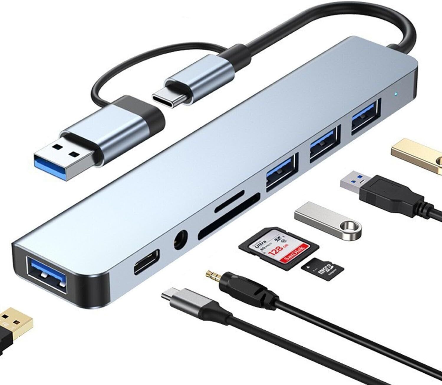 neue dawn Laptop-Dockingstation USB C Hub Docking Station mit 4 USB A/Audio/TF/SD für Lenovo ASUS HP