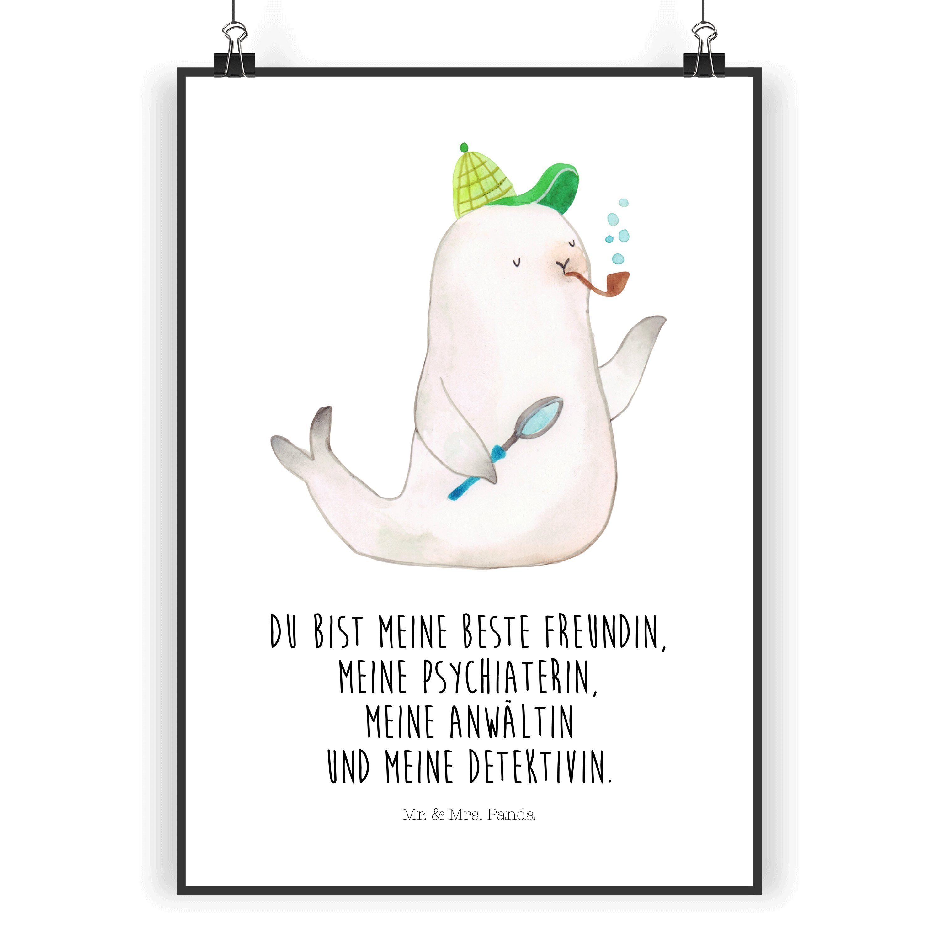Mr. & Mrs. Panda Poster DIN A5 Robbe Sherlock Weiß Geschenk, Poster