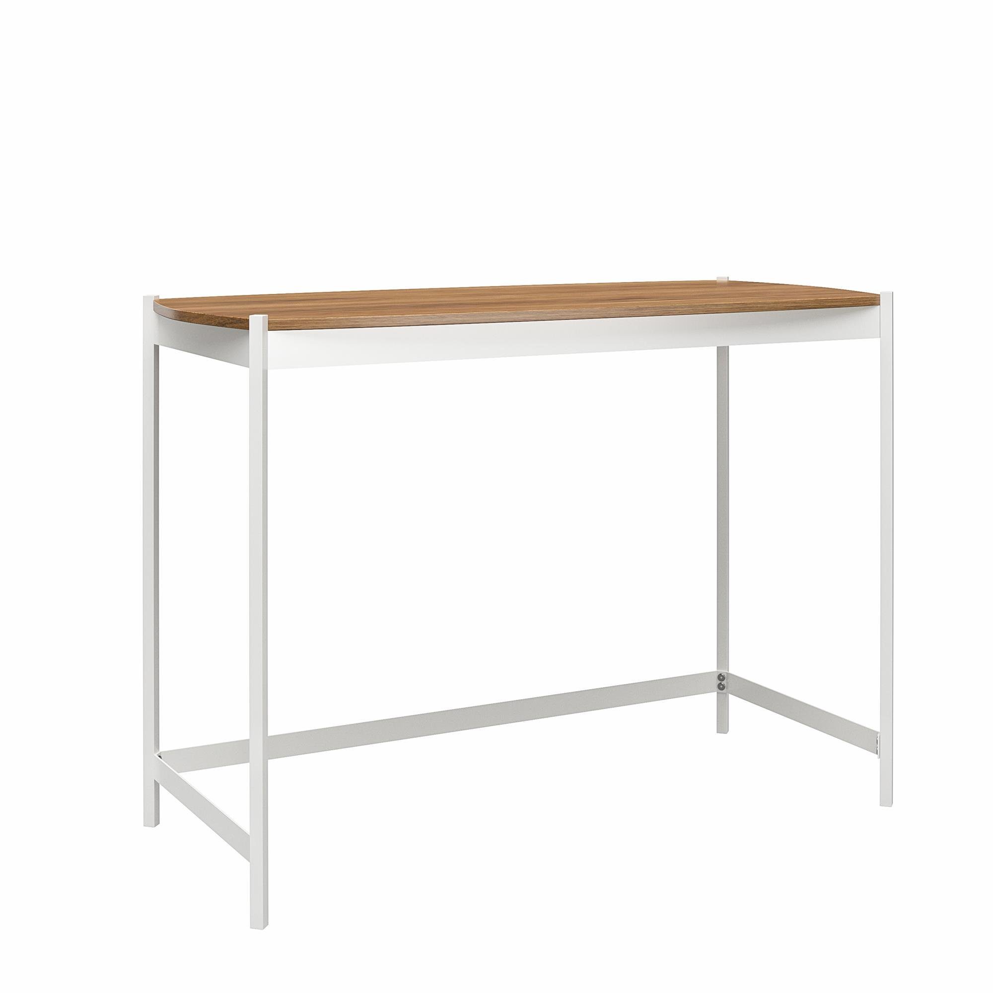 loft24 Schreibtisch Tallulah, modernes Design, Holzoptik, Metallbeine, Breite 106 cm weiß