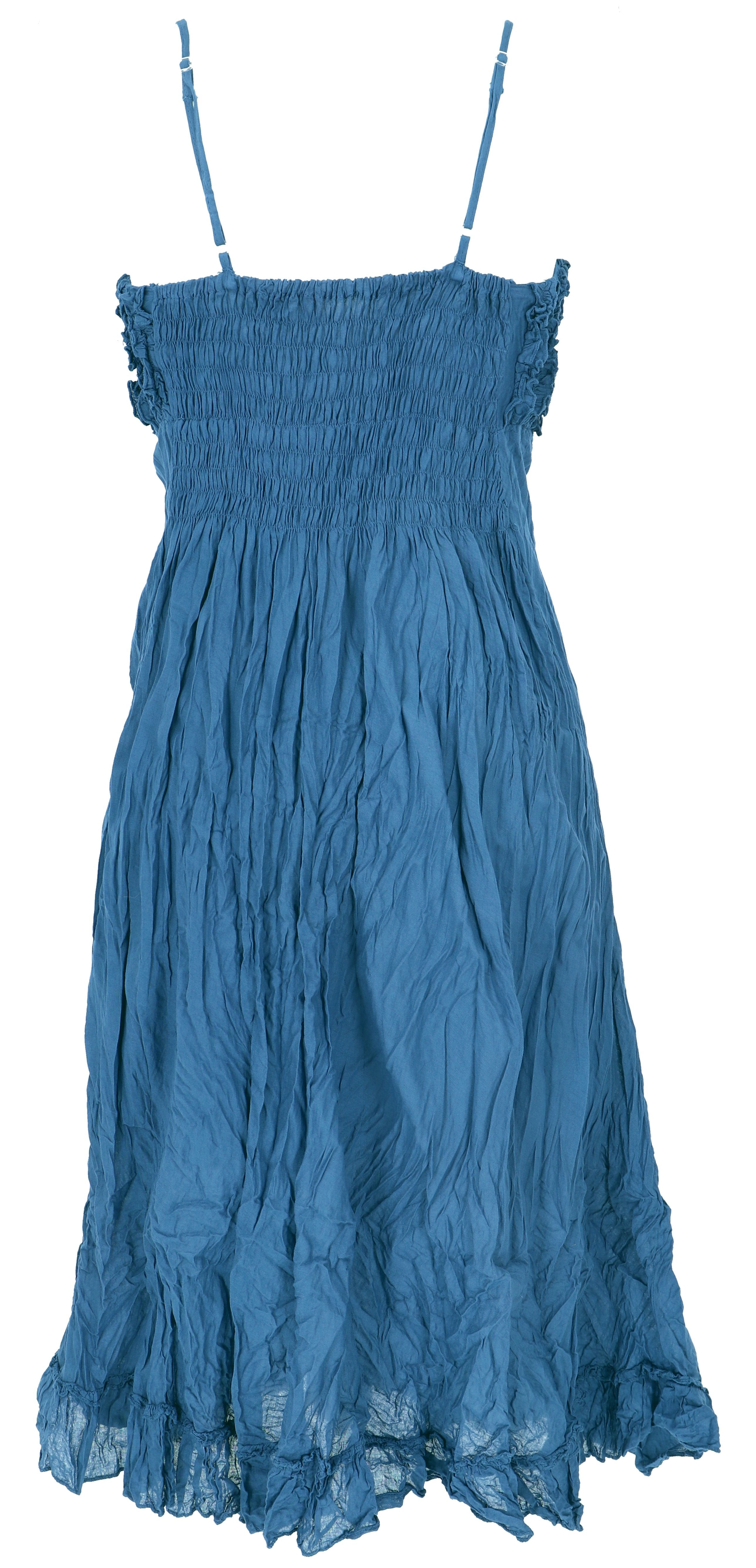 Boho Krinkelkleid,.. Sommerkleid, alternative Guru-Shop luftiges blau Midikleid Bekleidung