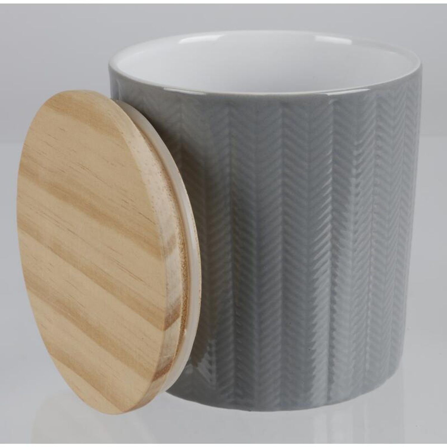 BURI Vorratsdose 12x Keramik-Vorratsdosen mit Holzdeckel 10x10cm Box Gefäß Set Lebensmi, Keramik