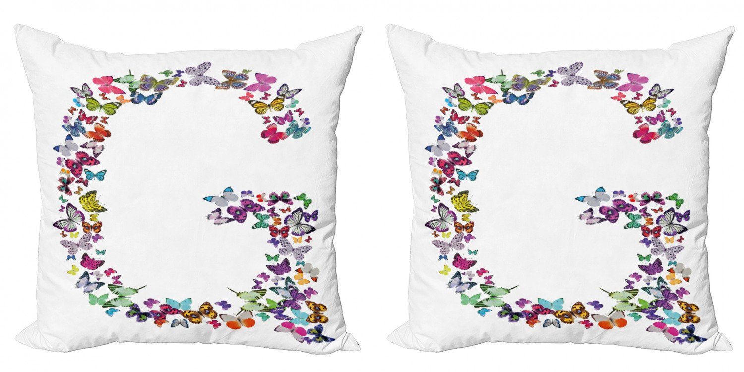 Kissenbezüge Modern Accent Doppelseitiger Digitaldruck, Abakuhaus (2 Stück), Buchstabe G exotische Schmetterlinge
