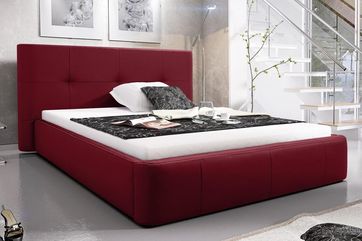 Leder Polster Design Zimmer Rot Bett, Hotel JVmoebel Betten Luxus Bett Doppel Schlaf
