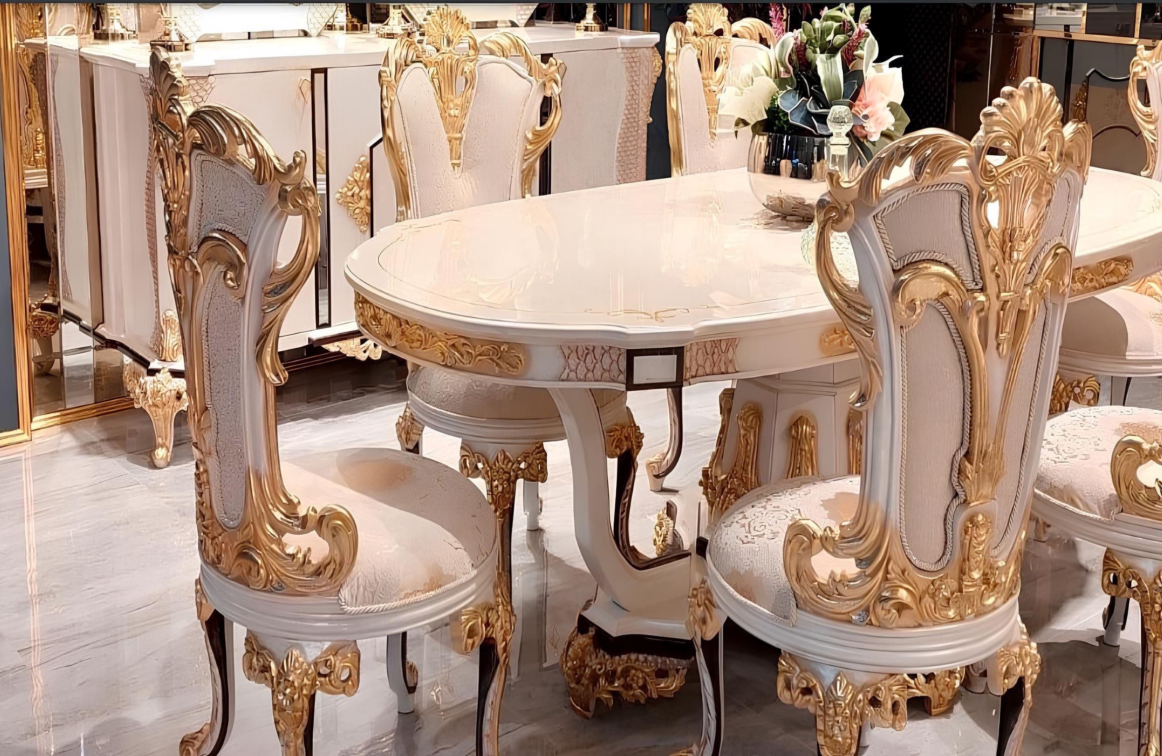 JVmoebel Esszimmerstuhl Luxus Holzstuhl im Barock Stil mit hohem Komfort, Made in Europa