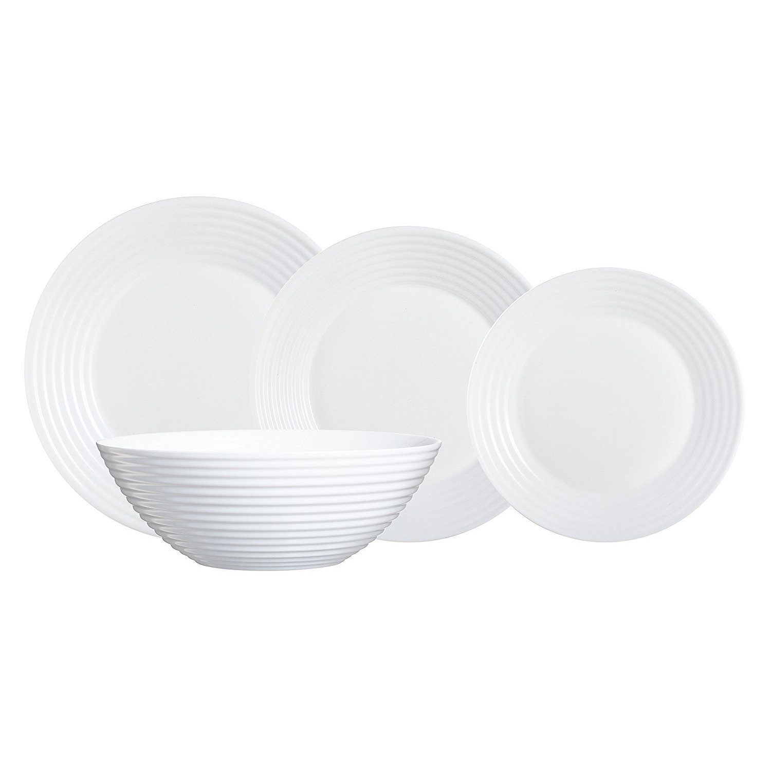 Luminarc Teller-Set Harena, 6 Personen, Glas, 19-tlg. Teller, Dessertteller, Suppenteller, Salatschüssel