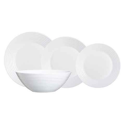 Luminarc Teller-Set Harena, 6 Personen, Glas, 19-tlg. Teller, Dessertteller, Suppenteller, Salatschüssel