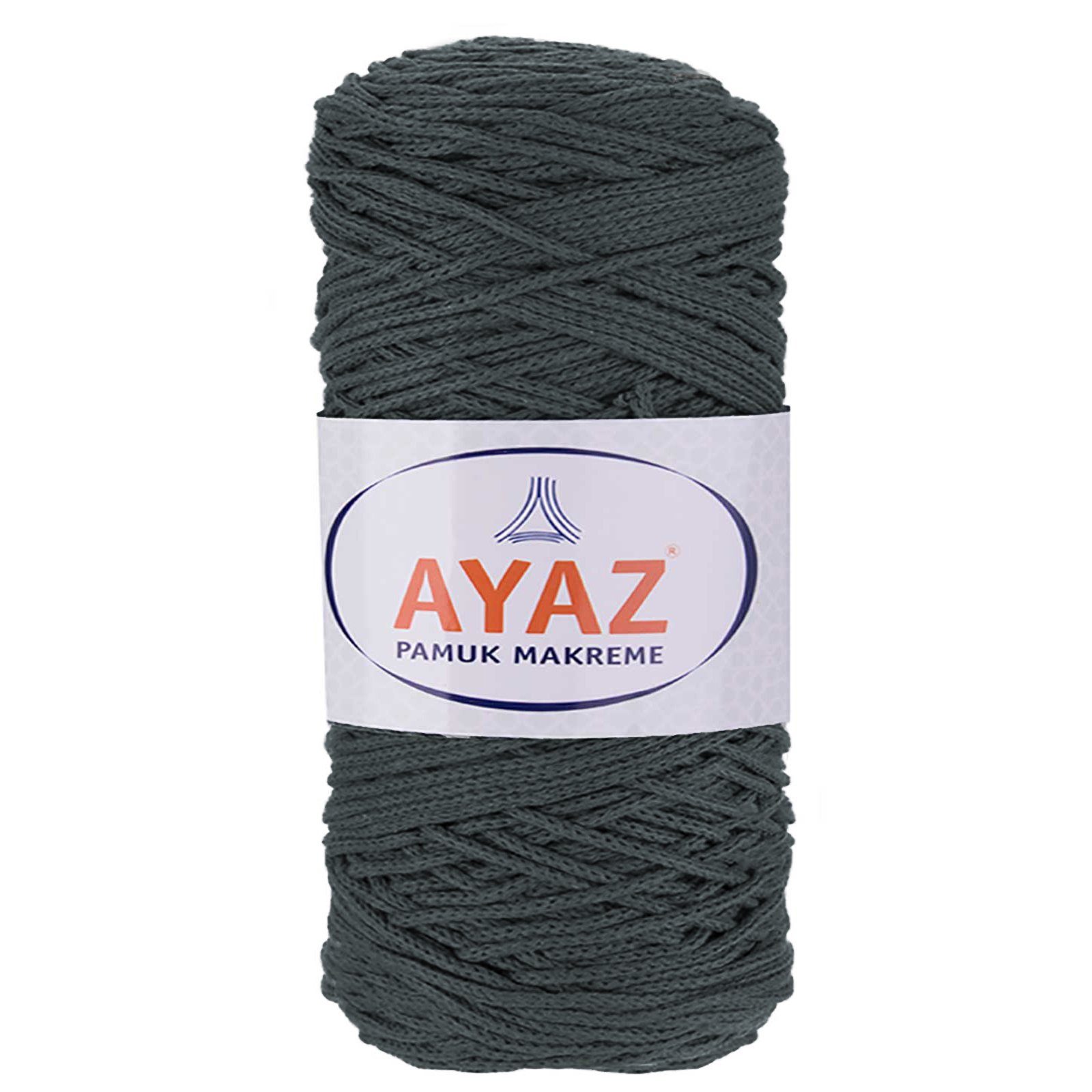 AYAZ 4 x 250g Strickgarn Pamuk Makrame Häkelwolle, 1193 dunkelgrau
