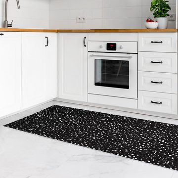 Läufer Teppich Vinyl Flur Küche Muster Terrazzo lang modern, Bilderdepot24, Läufer - schwarz weiß glatt