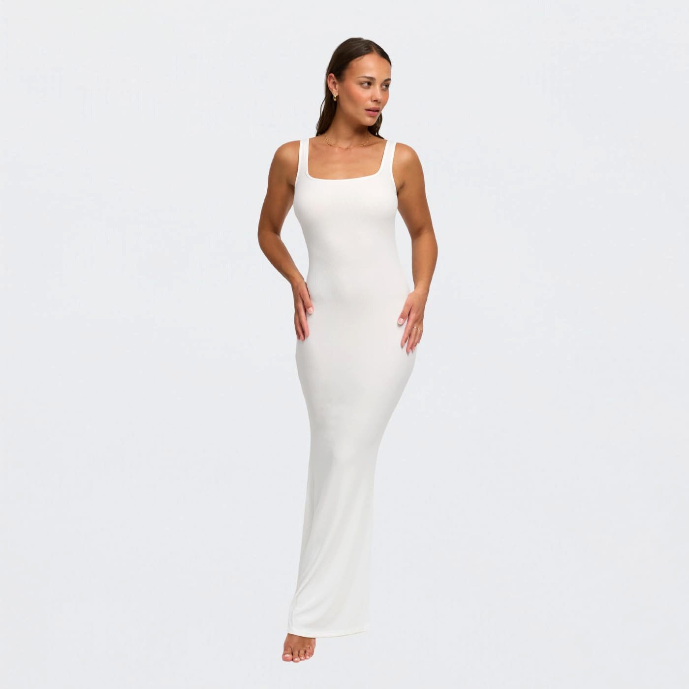 cfab by creamy fabrics Jerseykleid Ribbed Tank Top Maxikleid-Snow White-2XL günstig online kaufen