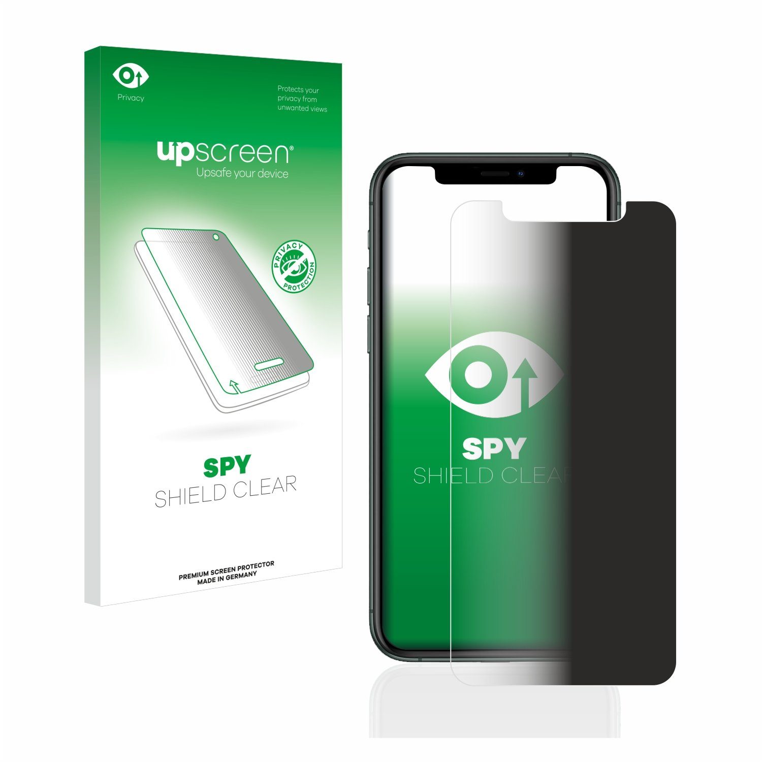 upscreen Blickschutzfolie für Apple iPhone 11 Pro, Displayschutzfolie, Blaulichtfilter Privacy Folie Schutzfolie Sichtschutz klar Anti-Spy