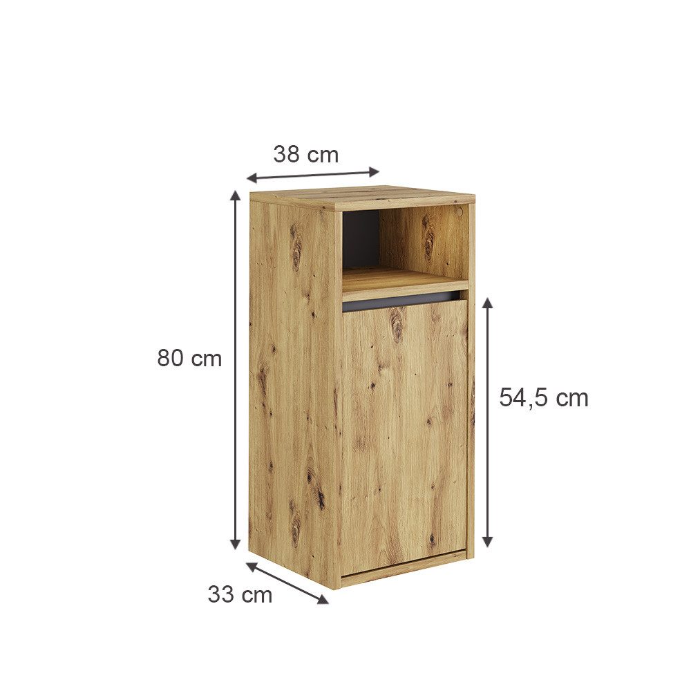 Vicco Wäscheschrank Viola, Artisan/Grau, 38 x günstig online kaufen