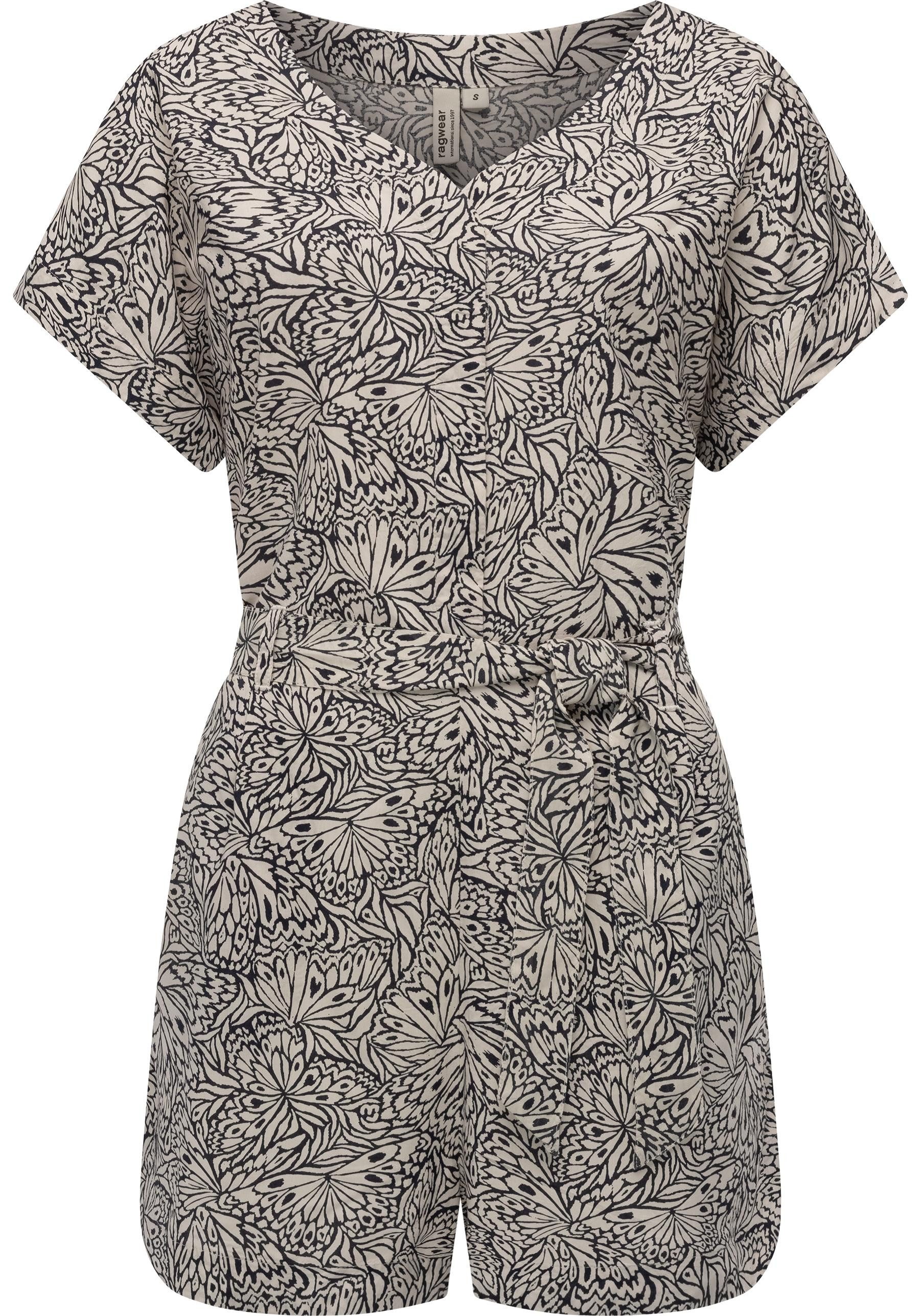 Ragwear Jumpsuit Salwin Kurzer Overall mit Taillen-Bindeband