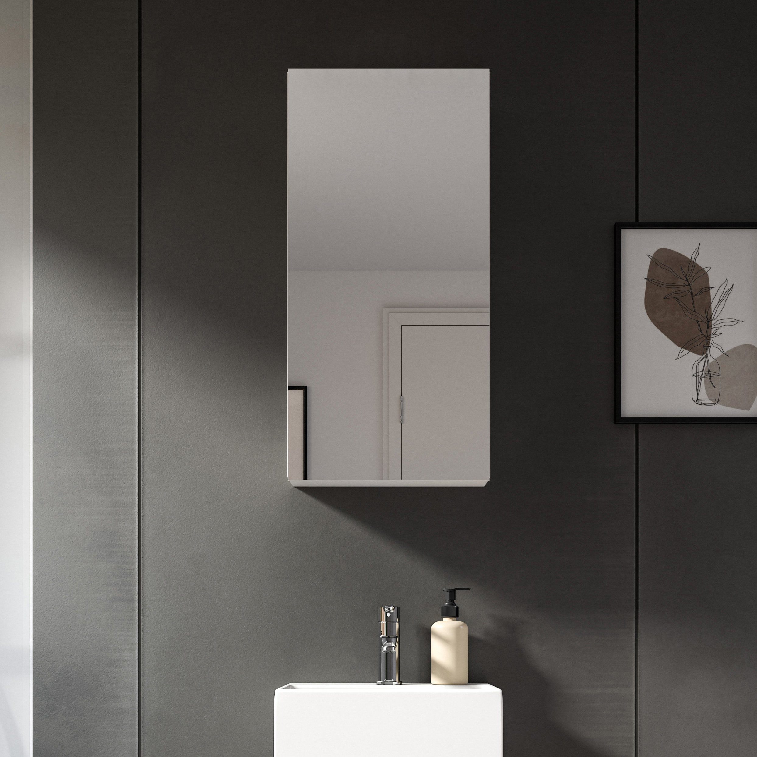 Newroom Spiegelschrank Valea Spiegelschrank Weiß Hochglanz Spiegel Wandspiegel Modern Zeitlos B...