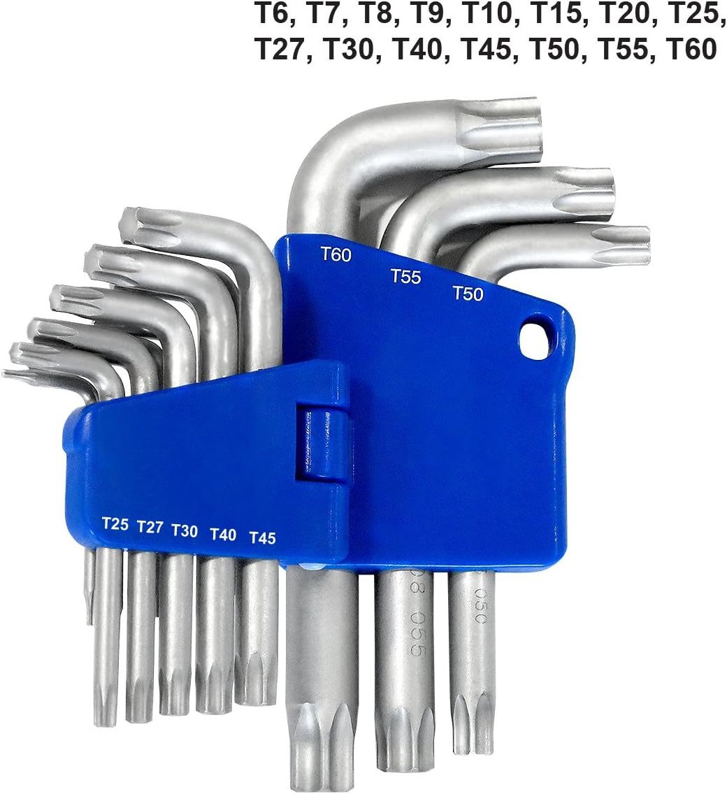 S&R Torxschlüssel Innensechskant, Winkelschlüsselsatz für Torx-Schrauben (Set, 15 St., TX6 - TX60), Extra Belastbar, in praktischem Klapphalter