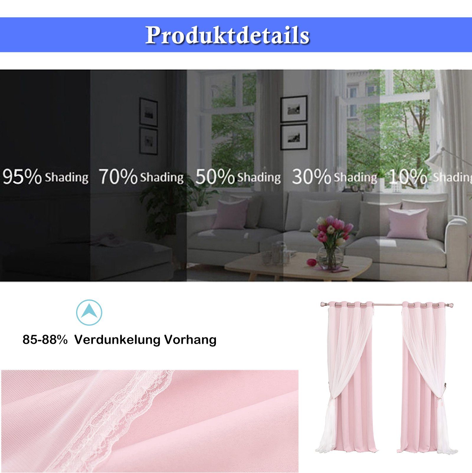 Qelus Gardine Verdunkelungsvorhang Doppelschicht Wärmeisolierter Blickdicht günstig online kaufen