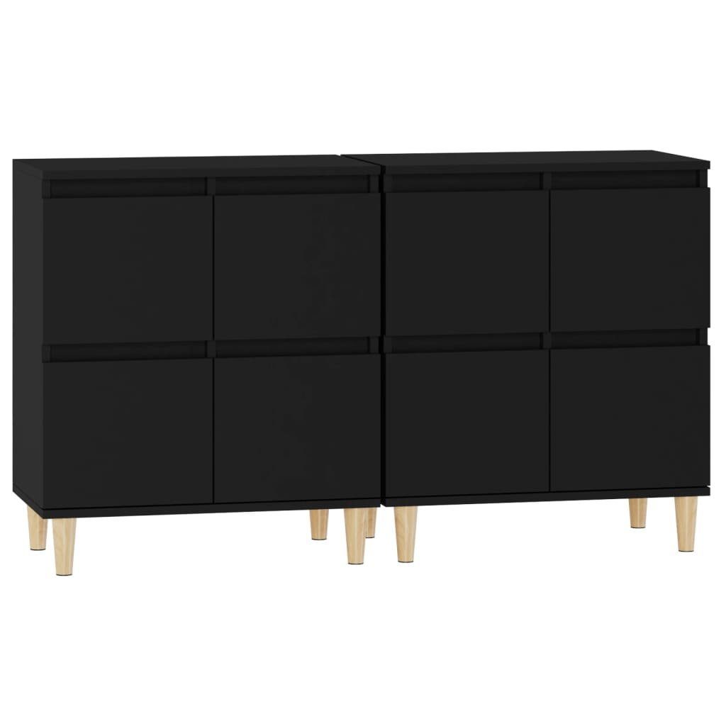 vidaXL Sideboard Sideboards 2 Stk. Schwarz 60x35x70 cm Holzwerkstoff (2 St)