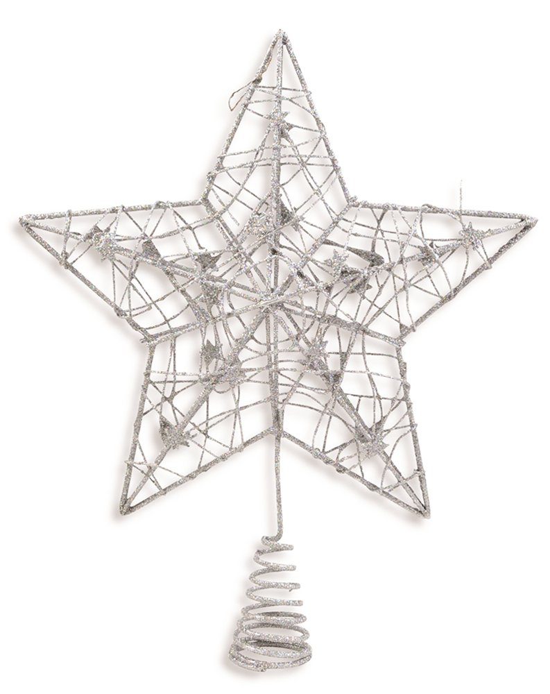 Weihnachtsbaum WEINBERGER - 17841, Metall Dekoration Silber & Advent Stern Glitzer 17840 Christbaumspitze 24cm RIFFELMACHER Spitze