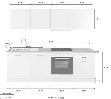 HELD MÖBEL Küchenzeile Kehl, mit E-Geräten, Breite 240 cm