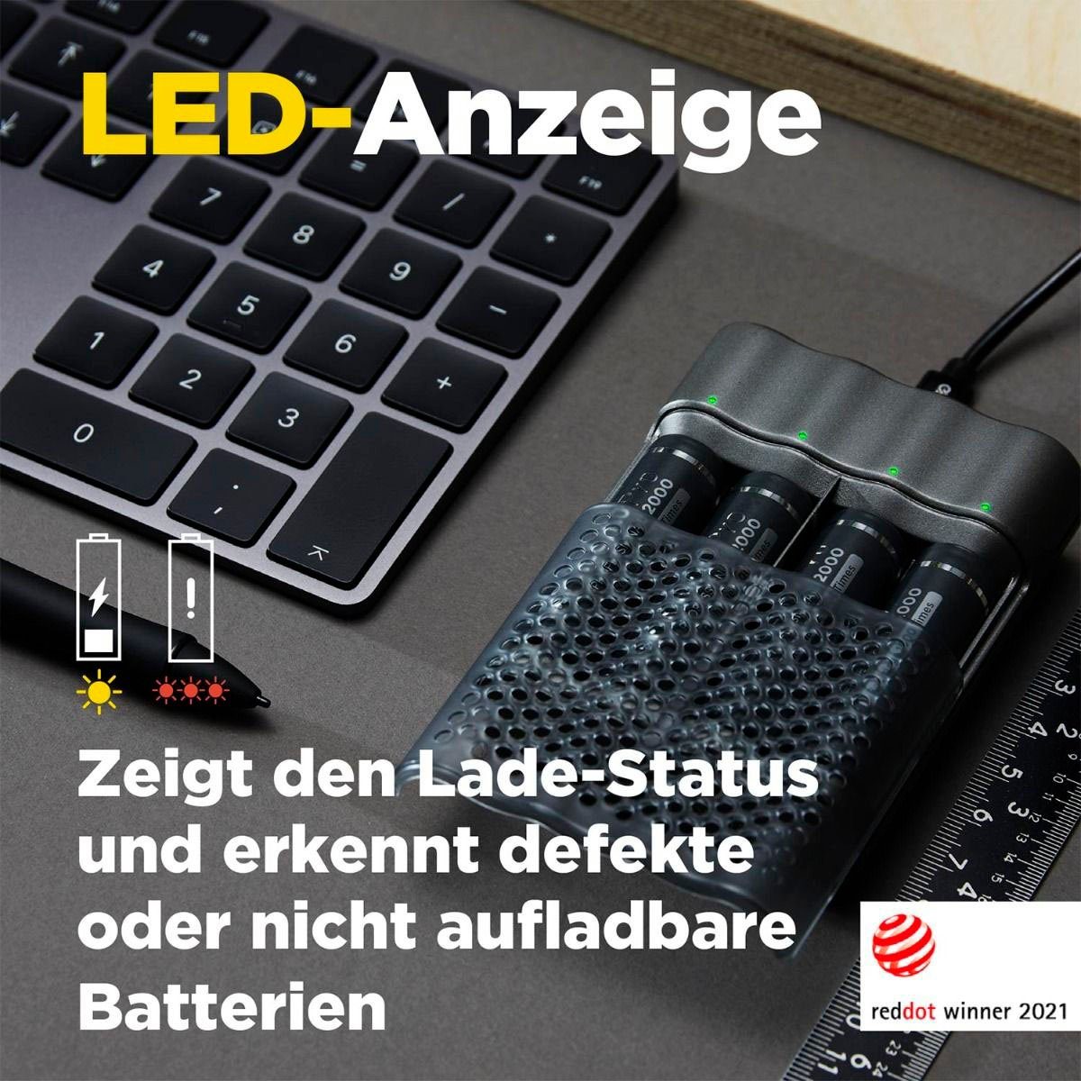 Pro ReCyko 2.000mAh) 4 Steckplätzen GP P461 (mit Batteries für GP NiMH-Batterien (AA 4 USB-Ladegerät