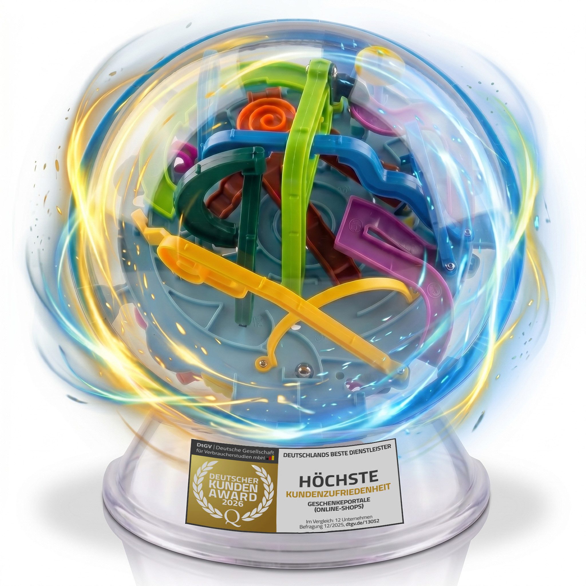 Goods+Gadgets 3D-Puzzle 3D Labyrinth Kugel Geschicklichkeitsspiel – Konzentration & Motorik, Puzzleteile, Magic Maze Kugelspiel