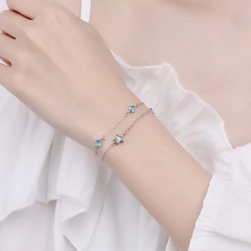 FIDDY Charm-Armband Sternenarmband, doppelte Kette mit farbigen Zirkonia-Steinen (1-tlg), Bezauberndes Geschenk für Frauen, perfekt für besondere Anlässe
