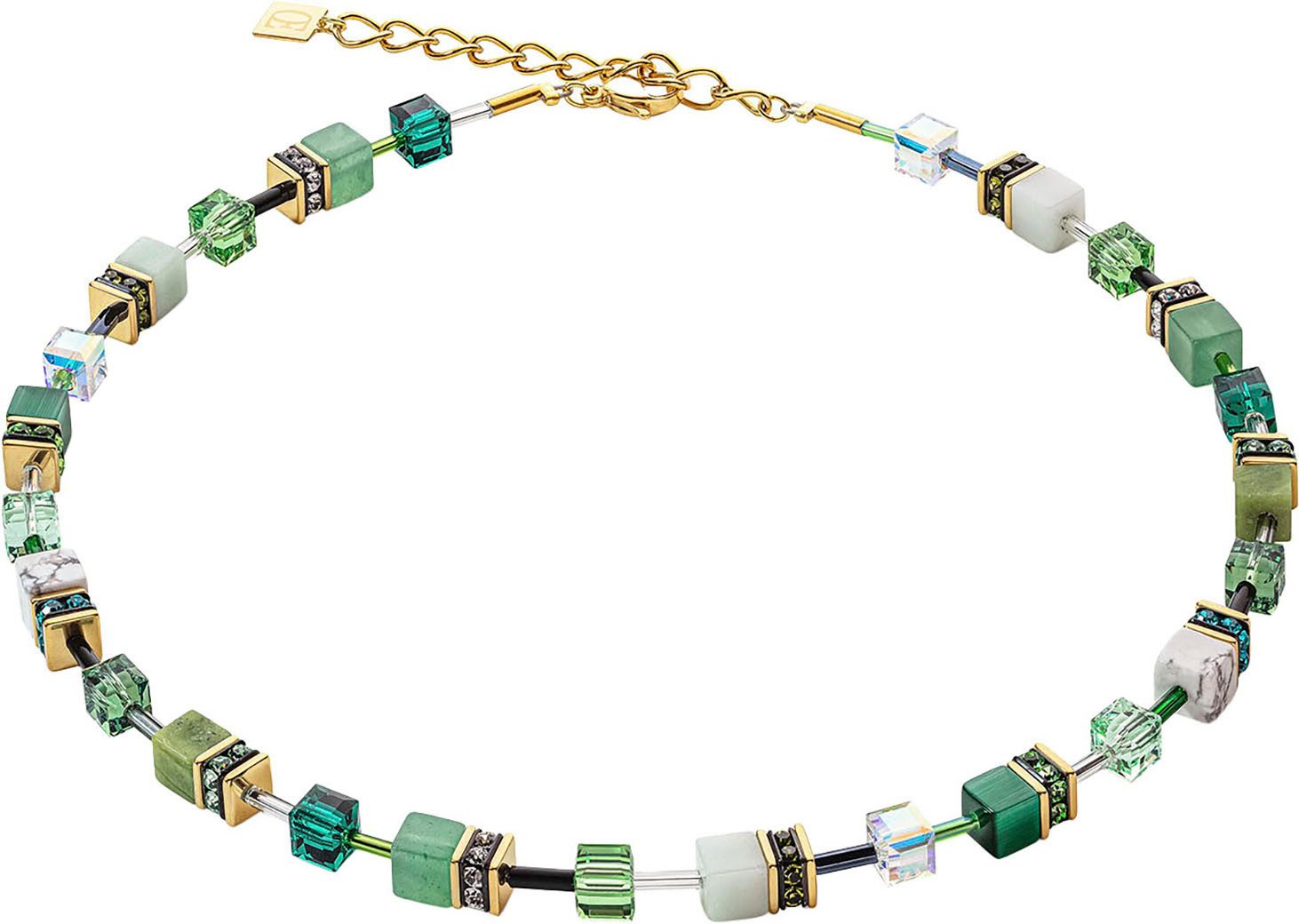 COEUR DE LION Collier GeoCUBE® Iconic Precious Halskette Würfelkette, Made in Germany - mit Swarovski® Kristall, Strassstein, Schmuckstein