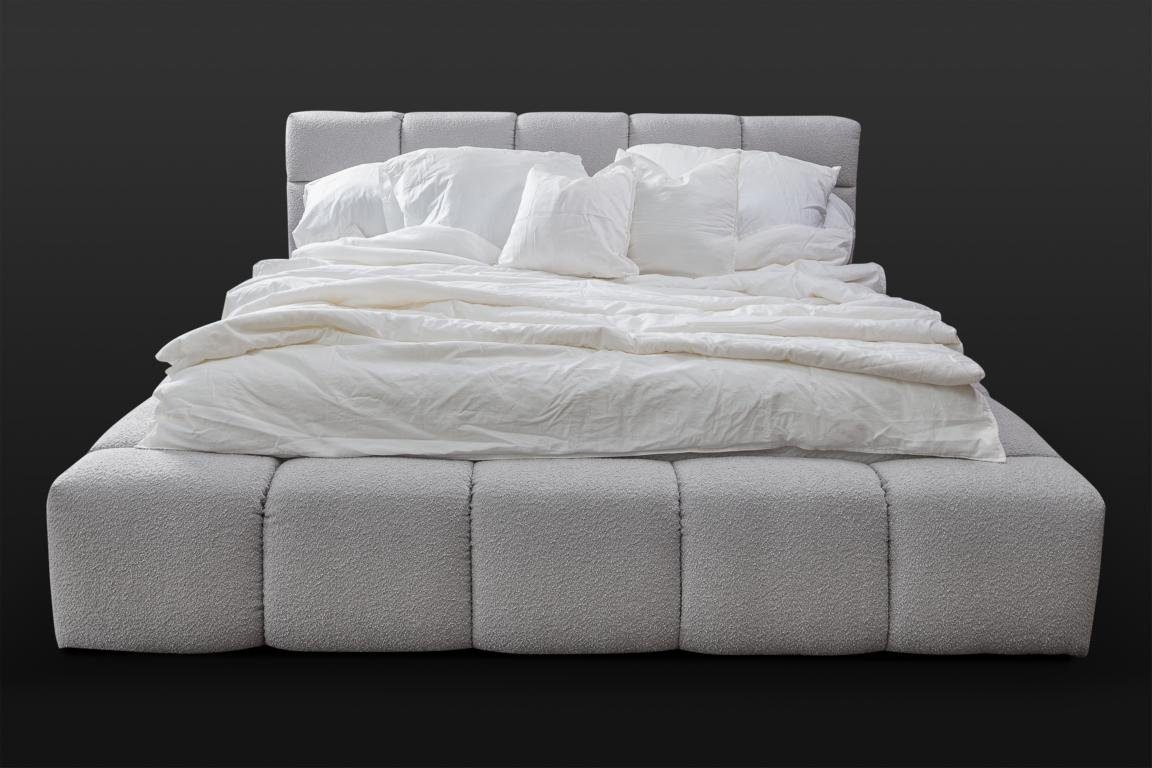 JVmoebel Bett Bett grau Doppel Schlafzimmer Luxus Design elegant Stoff neu