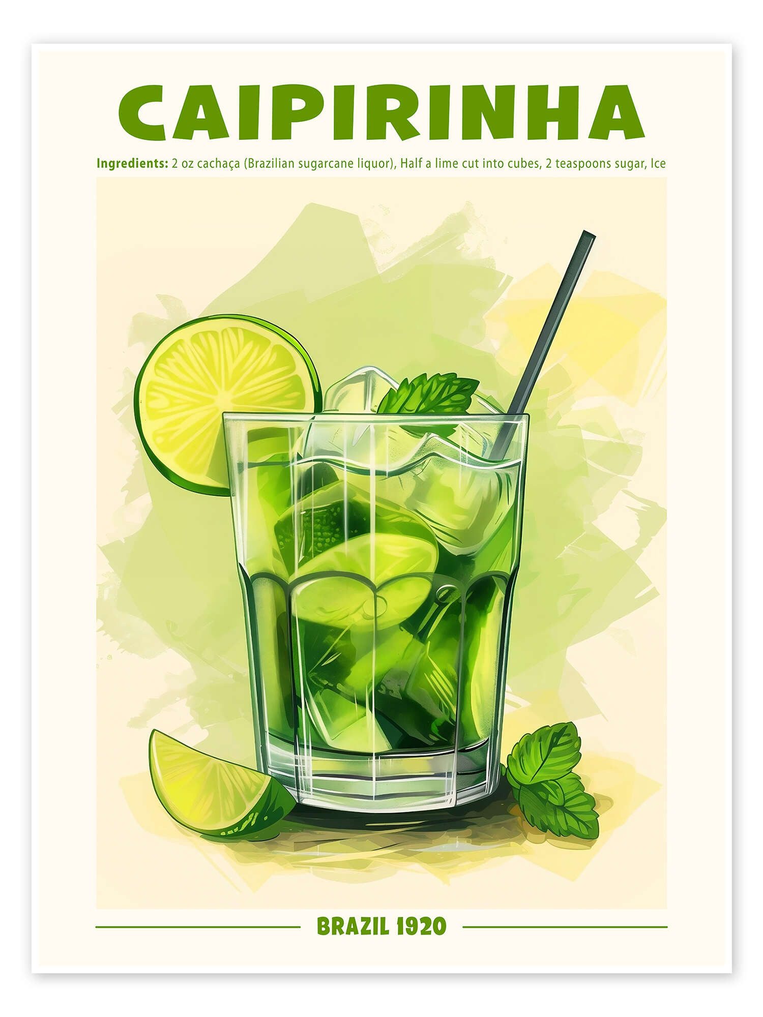 Posterlounge Wandbild Caipirinha, Brazil 1920, TAlex, erhältlich als Poster, Leinwandbild, Wandsticker oder Acrylglasbild