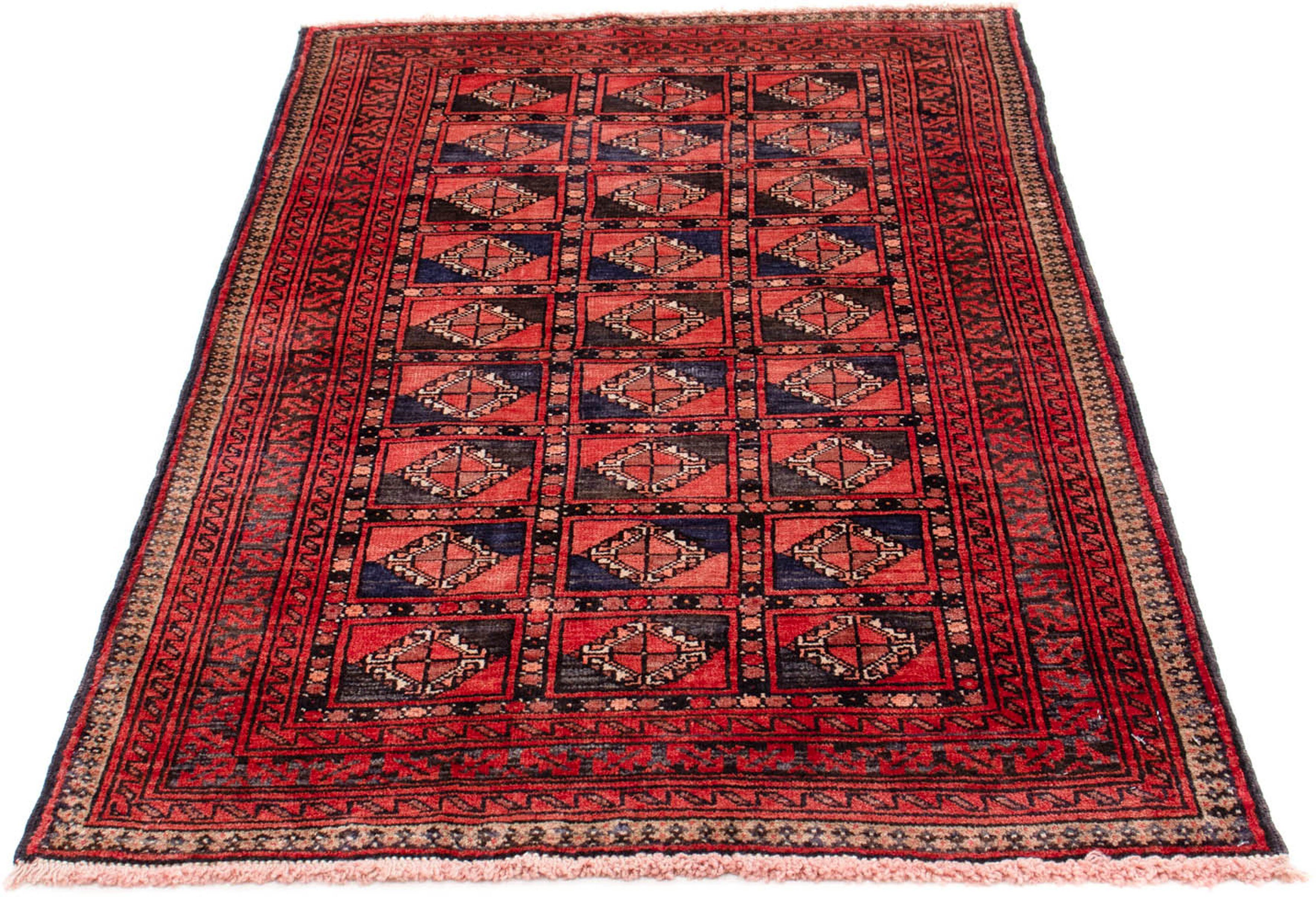Orientteppich Belutsch - 151 x 91 cm - hellrot, morgenland, rechteckig, Höhe: 8 mm, Wohnzimmer, Handgeknüpft, Einzelstück mit Zertifikat