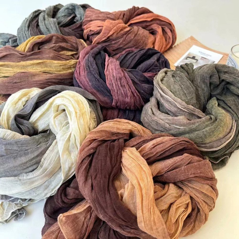 Blusmart Modeschal Leinen-Schal mit Ombre-Batik- und Faltenmuster, (Warm un günstig online kaufen