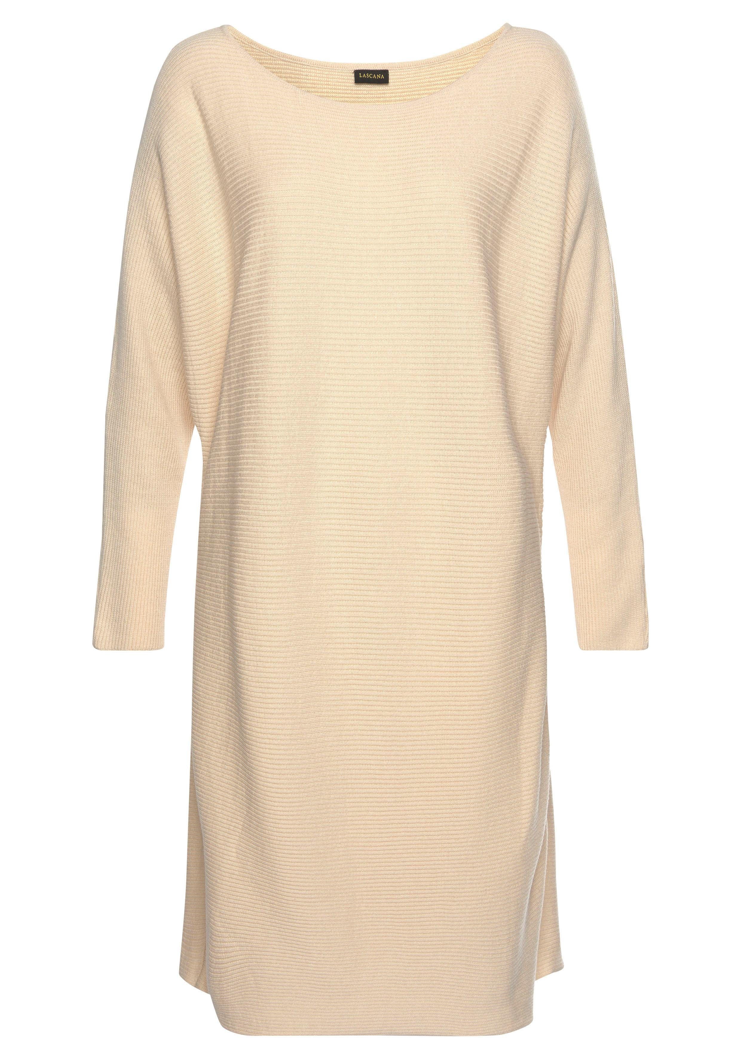 U-Boot-Ausschnitt mit LASCANA creme Strickkleid