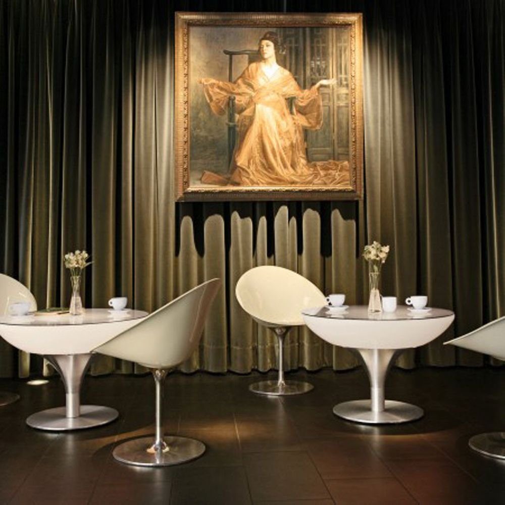 Moree Dekolicht Lounge Table 55cm Alu-Gebürstet, Weiß, Transluzent