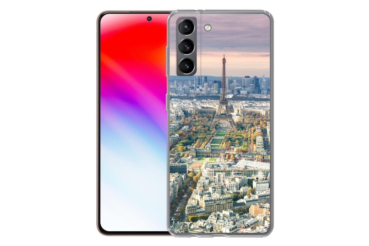 MuchoWow Handyhülle für Samsung Galaxy S21 Paris - Eiffelturm - Stadt, Phone Case, Silikon, Schutzhülle Dünn