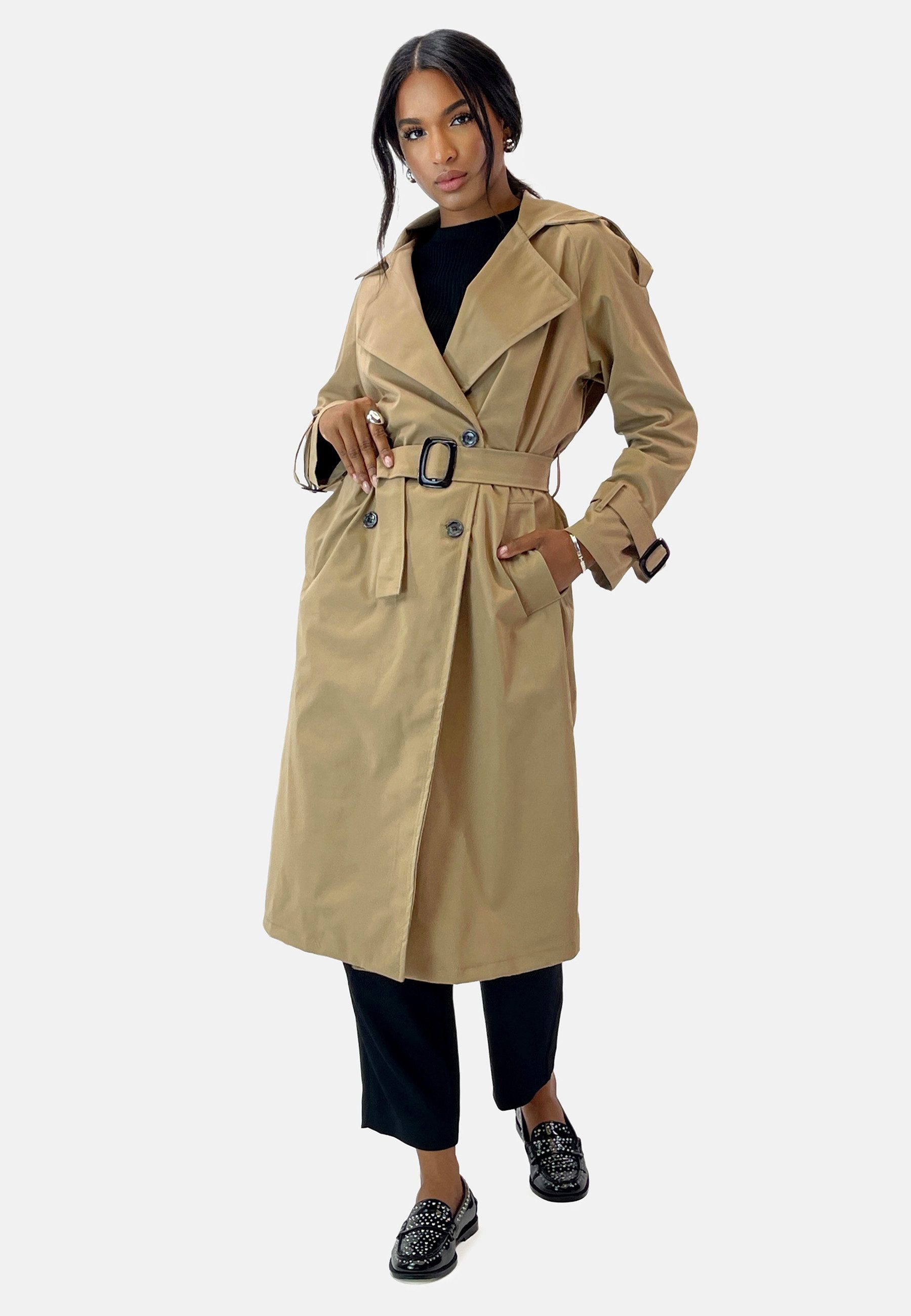 Elara Lederimitatmantel Elara Damen Trenchcoat (1-tlg) günstig online kaufen