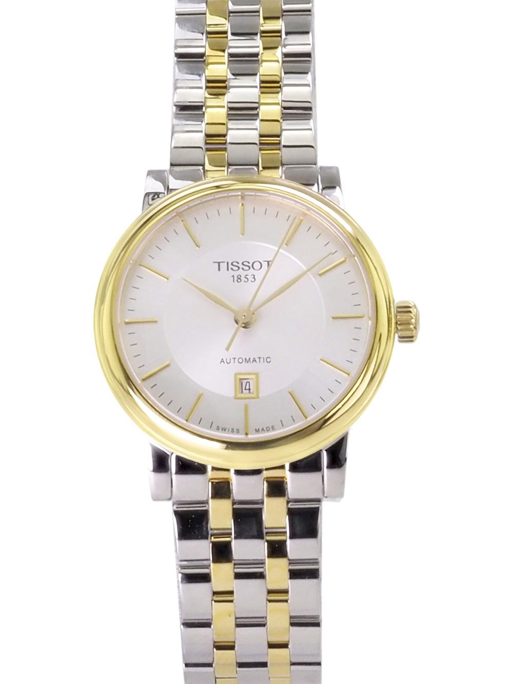 Tissot Automatikuhr schweizer Damen Uhr Automatik 30 mm Ø T1222072203100 Carson, Saphirglas und Glasboden