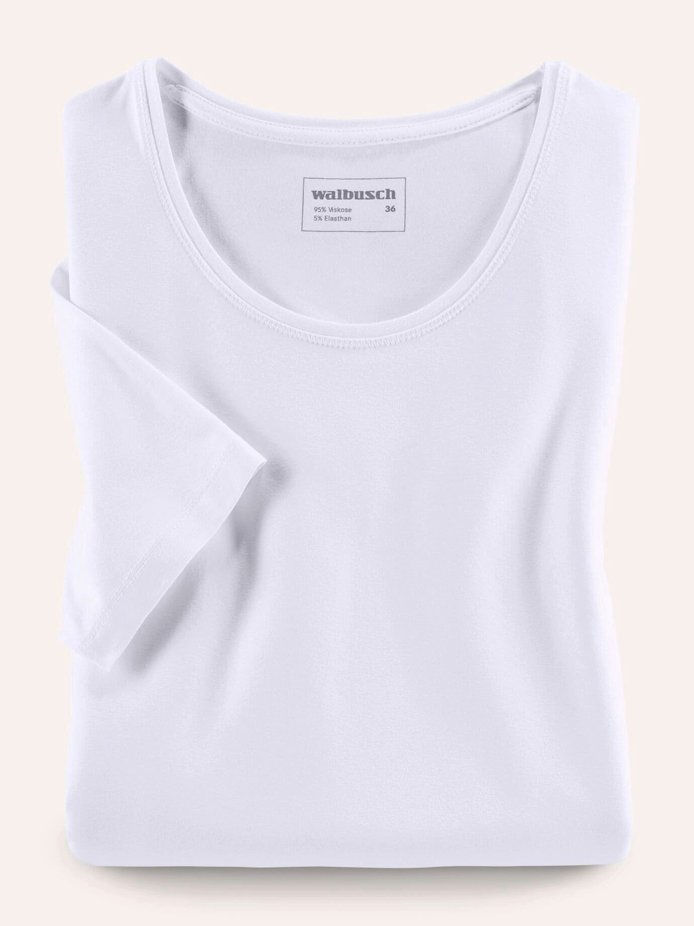 Walbusch T-Shirt Damen Viskose Shirt Rundhals Kurzarm leicht tailliert pflegeleicht Zart glänzende Jersey-Qualität, elastischer Sitz