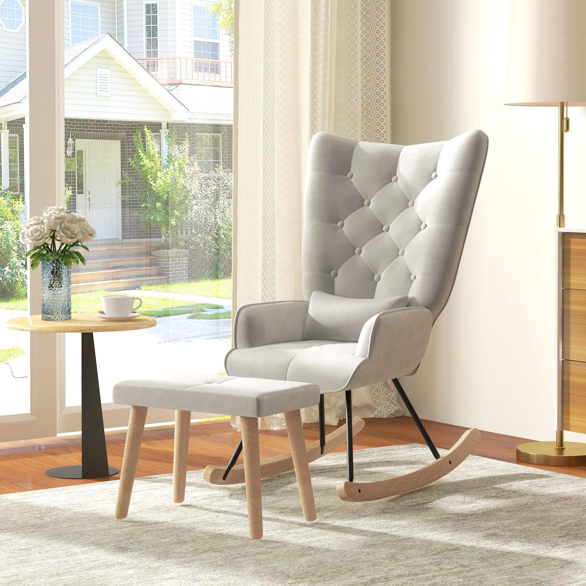 HOMCOM Relaxsessel Ohrensessel mit Hocker, Kissen, günstig online kaufen