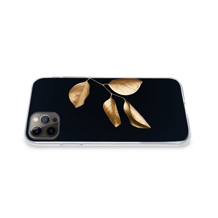 MuchoWow Handyhülle Blätter - Zweig - Gold - Luxus Handyhülle Apple iPhone 12 Pro Max Smartphone-Bumper Print Handy