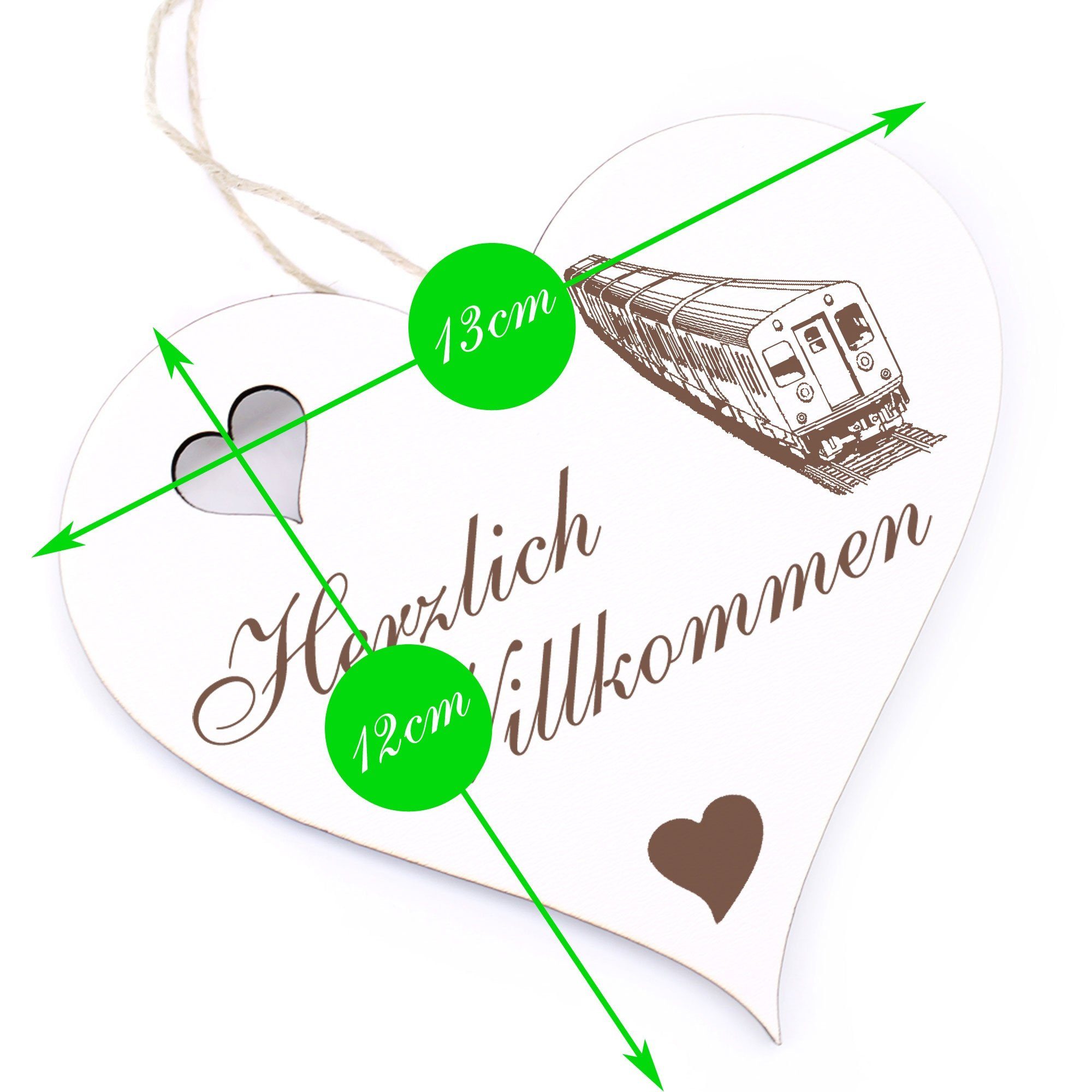 - Herzlich 13x12cm Hängedekoration Dekolando Willkommen - Strassenbahn