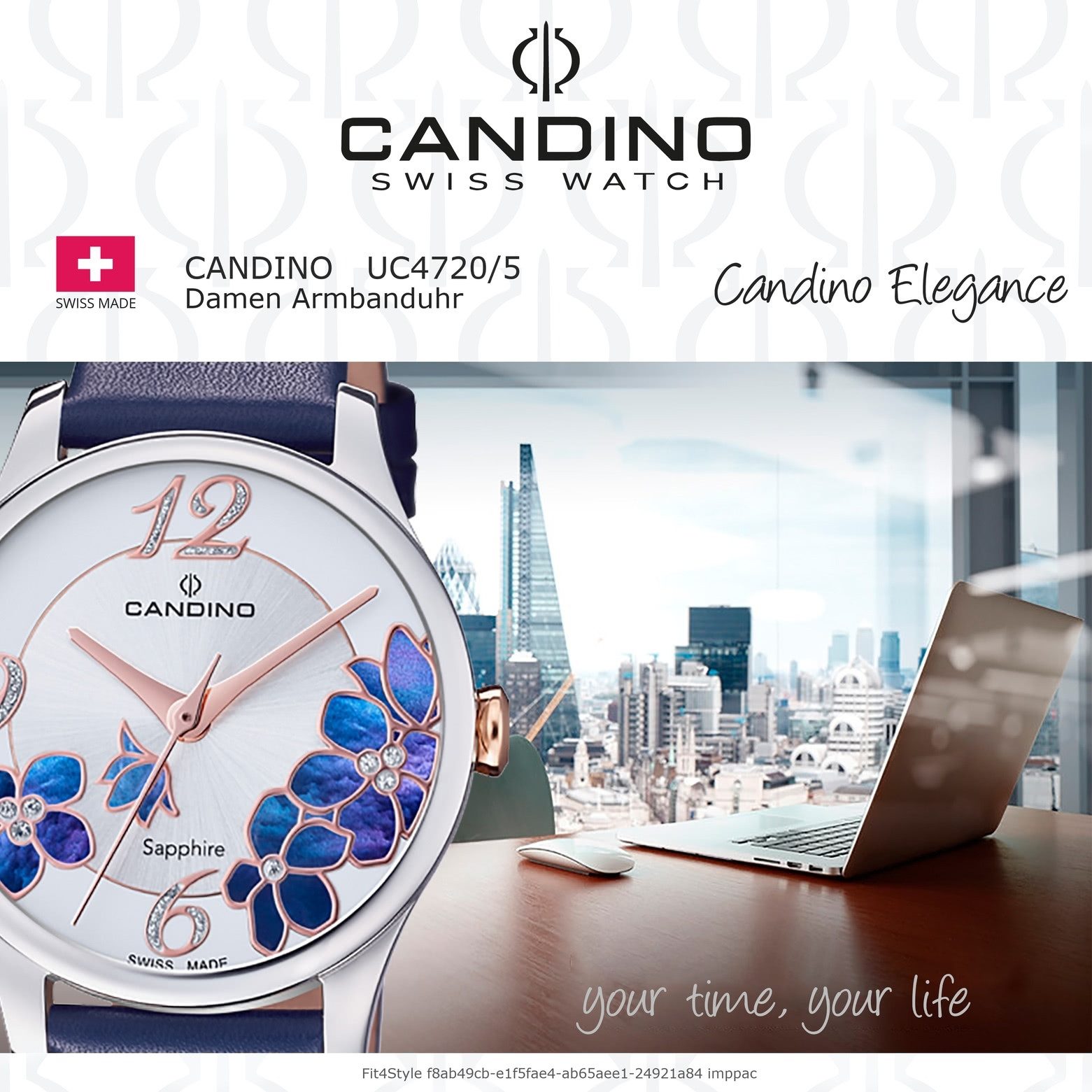 Candino Quarzuhr Candino Damen Armbanduhr Elegance, (Analoguhr), Damen Armbanduhr rund, Lederarmband dunkelblau, Fashion