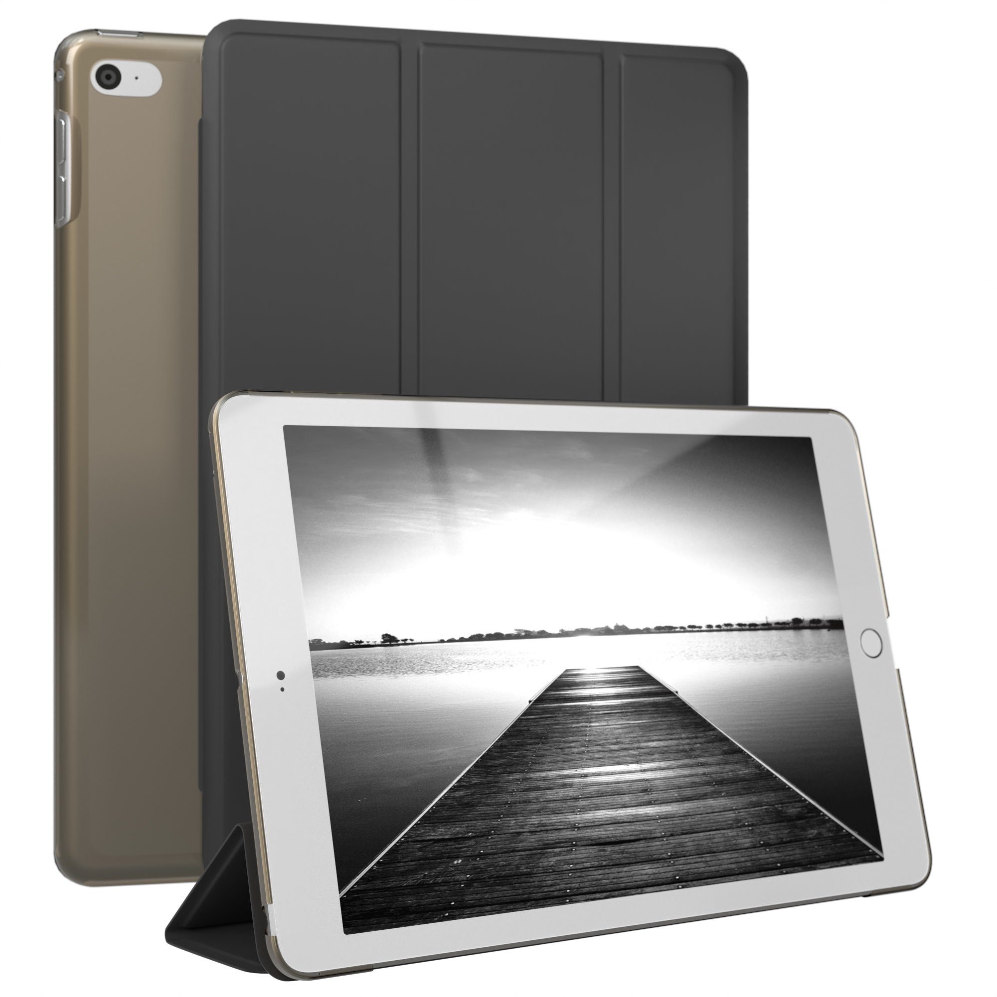 EAZY CASE Tablet-Hülle Smart Case für Apple iPad Mini 4. / 5. Generation 7,9 Zoll, Hülle mit Standfunktion Tablet Klapphülle Anti-Kratz Tasche Schwarz