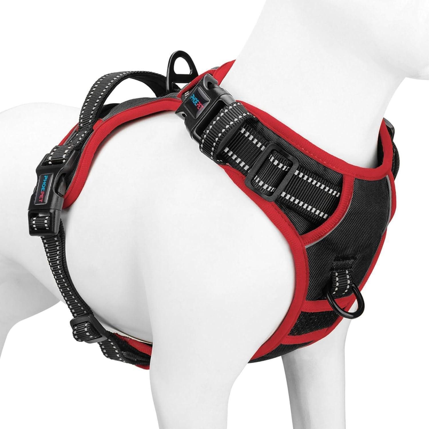 LuxusKollektion Hunde-Sicherheitsgeschirr Hundegeschirr Verstellbar Reflektierend Gepolsterter Griff Schwarz L