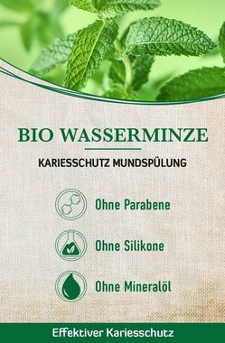 alkmene Munddusche Mundspülung Bio Wasserminze - Mundwasser vegan mit 6-fach Schutz
