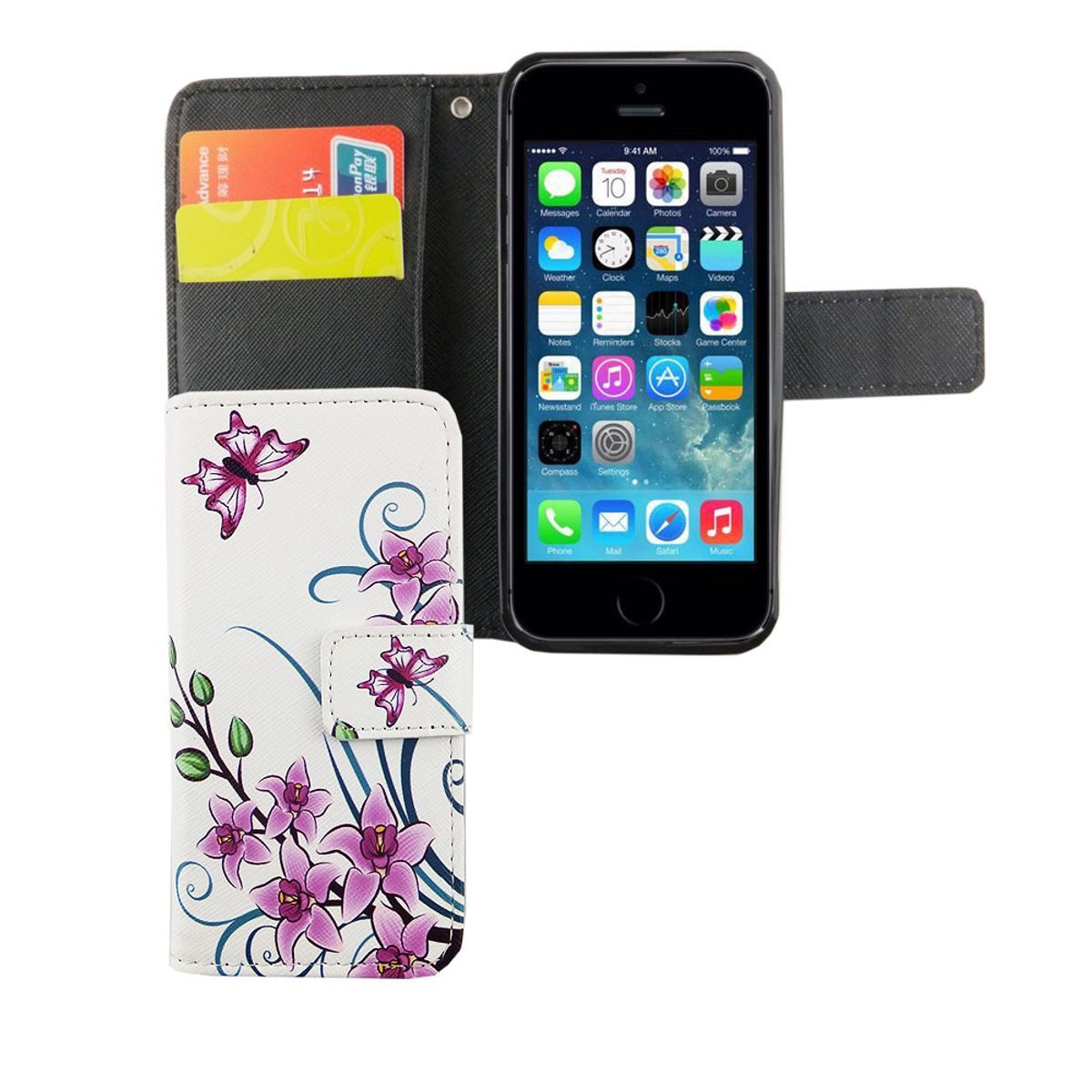 König Design Handyhülle Apple iPhone 5 / 5s / SE, Apple iPhone 5 / 5s / SE Handyhülle Bookcover Weiß