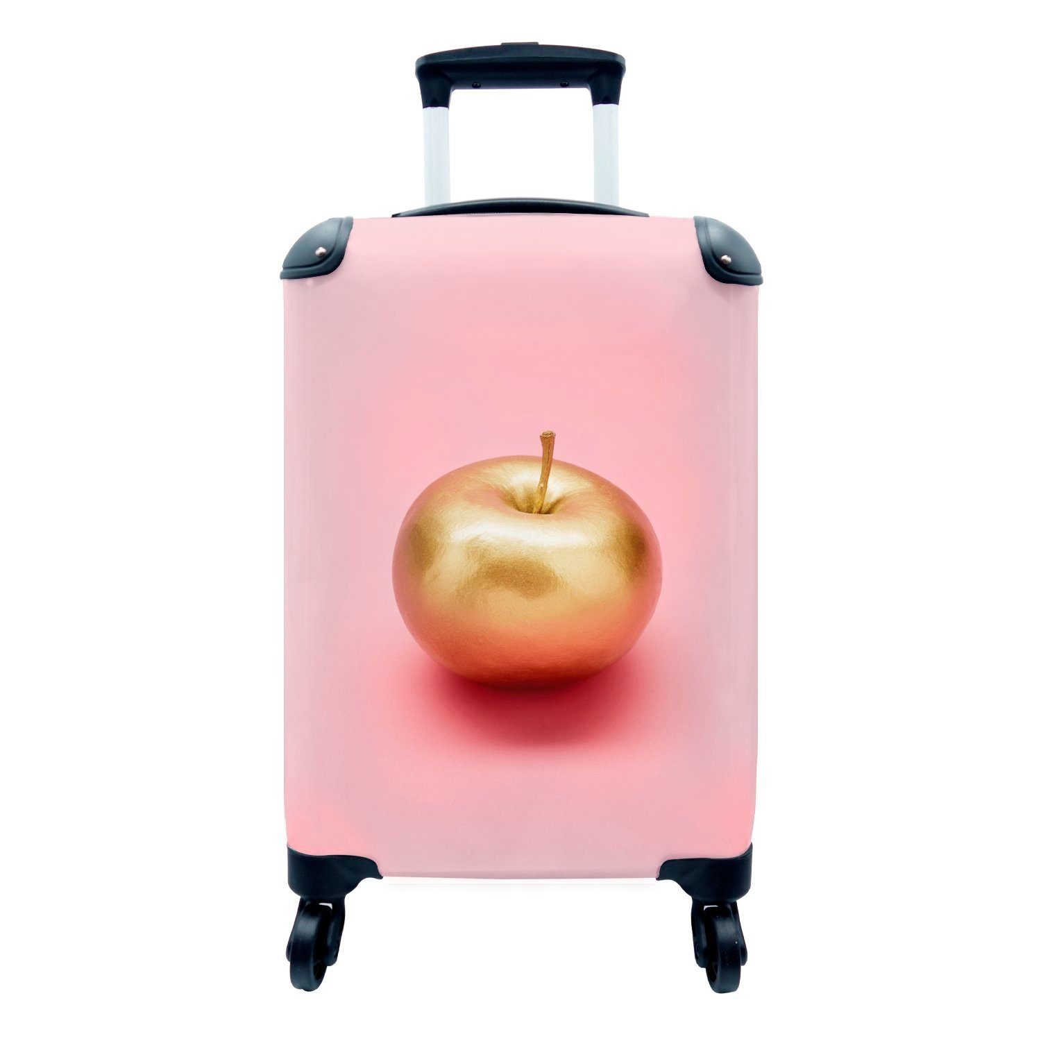 MuchoWow Handgepäckkoffer Apfel - Gold - Pastell, 4 Rollen, Reisetasche mit rollen, Handgepäck für Ferien, Trolley, Reisekoffer