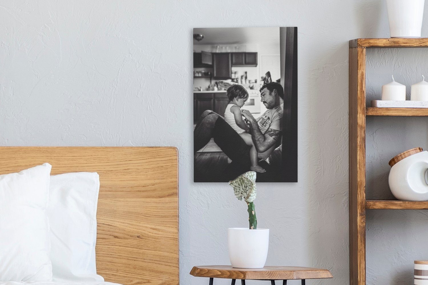 OneMillionCanvasses® Leinwandbild Antikes Bild Mannes cm eines 20x30 (1 in Sohnes St), der bespannt Küche, fertig seines Zackenaufhänger, und inkl. Gemälde, Leinwandbild